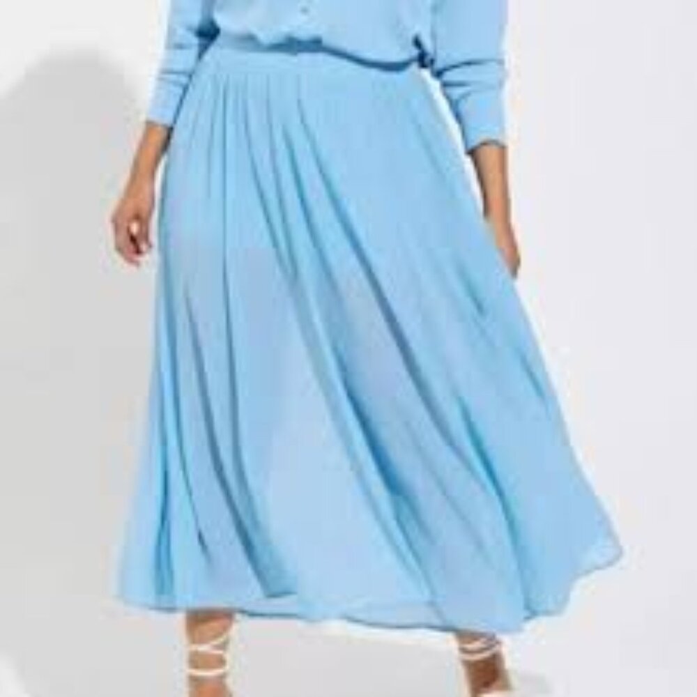 Torrid Blue Chiffon Maxi Skirt | L